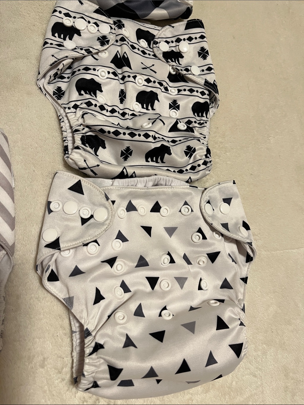 Nora’s Nursery | Adjustable Black & White Patterned Cloth Diaper Lot — image 7 of 8